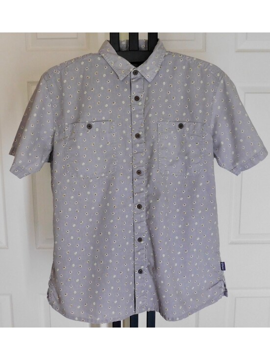 Patagonia Other - Patagonia Men's Large Shirt Gray Daisy Print Hemp Organic Cotton Short Sleeve